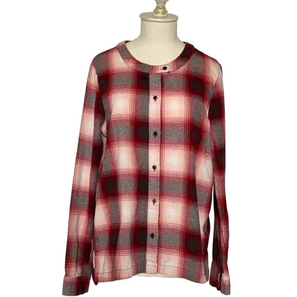 Pendleton Flannel Button Up Shirt Collarless Women's M - Picture 1 of 5